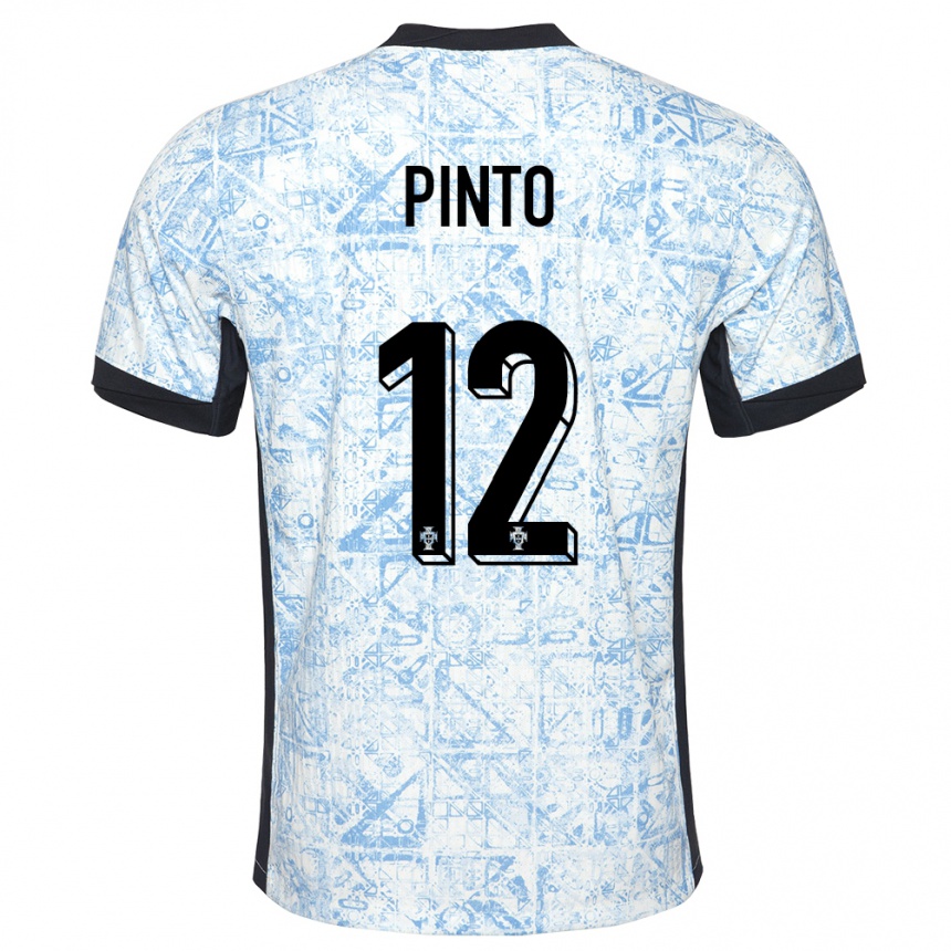 Niño Fútbol Camiseta Portugal Diogo Pinto #12 Crema Azul 2ª Equipación 24-26