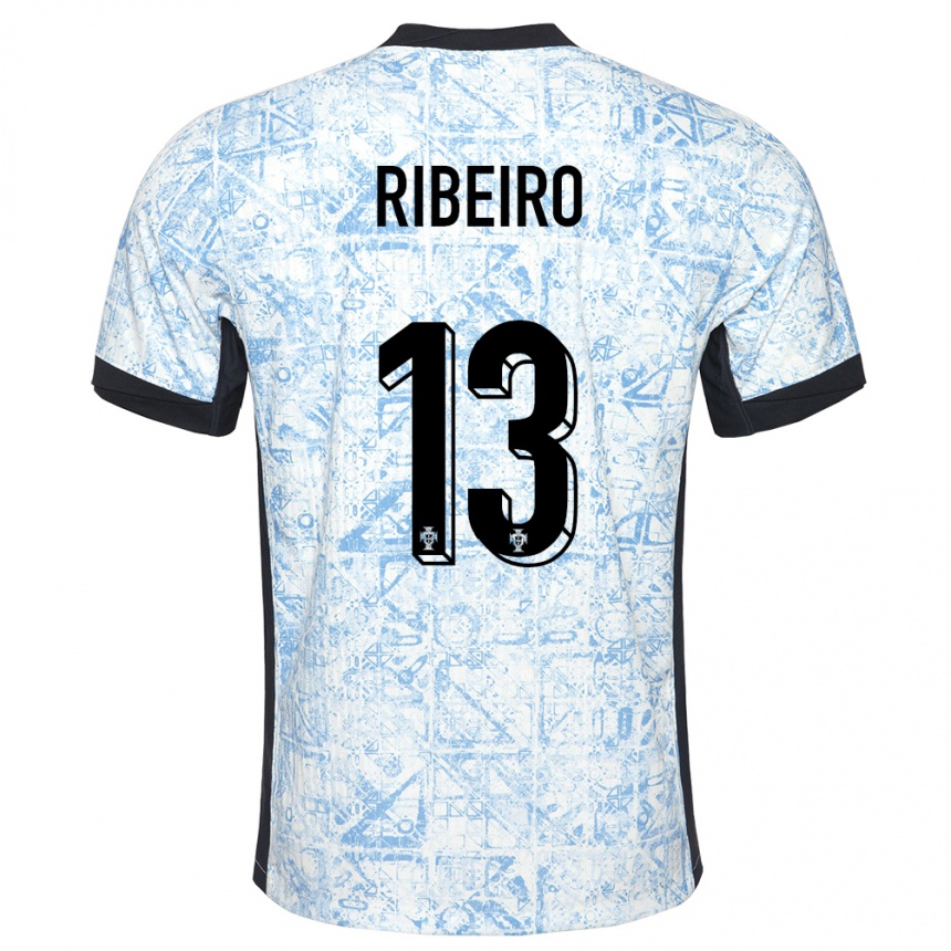 Niño Fútbol Camiseta Portugal Antonio Ribeiro #13 Crema Azul 2ª Equipación 24-26