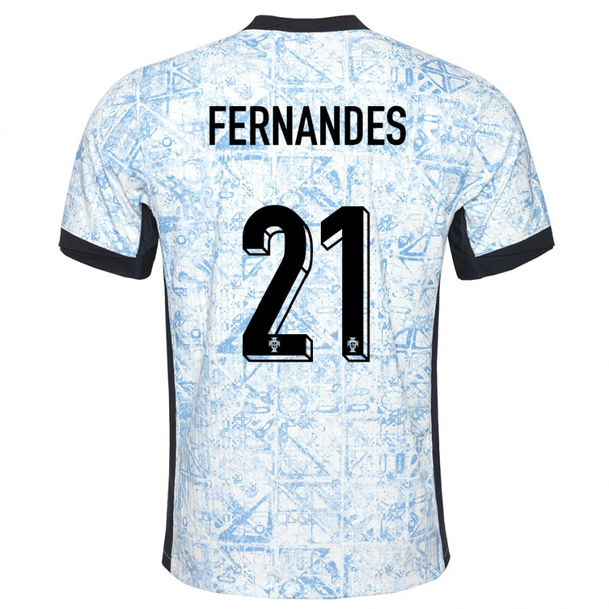 Niño Fútbol Camiseta Portugal Mateus Fernandes #21 Crema Azul 2ª Equipación 24-26