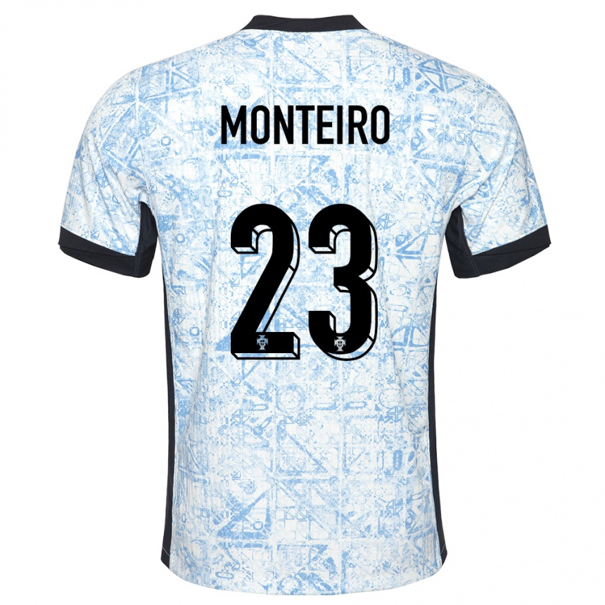 Niño Fútbol Camiseta Portugal David Monteiro #23 Crema Azul 2ª Equipación 24-26