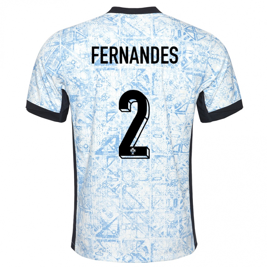 Niño Fútbol Camiseta Portugal Martim Fernandes #2 Crema Azul 2ª Equipación 24-26