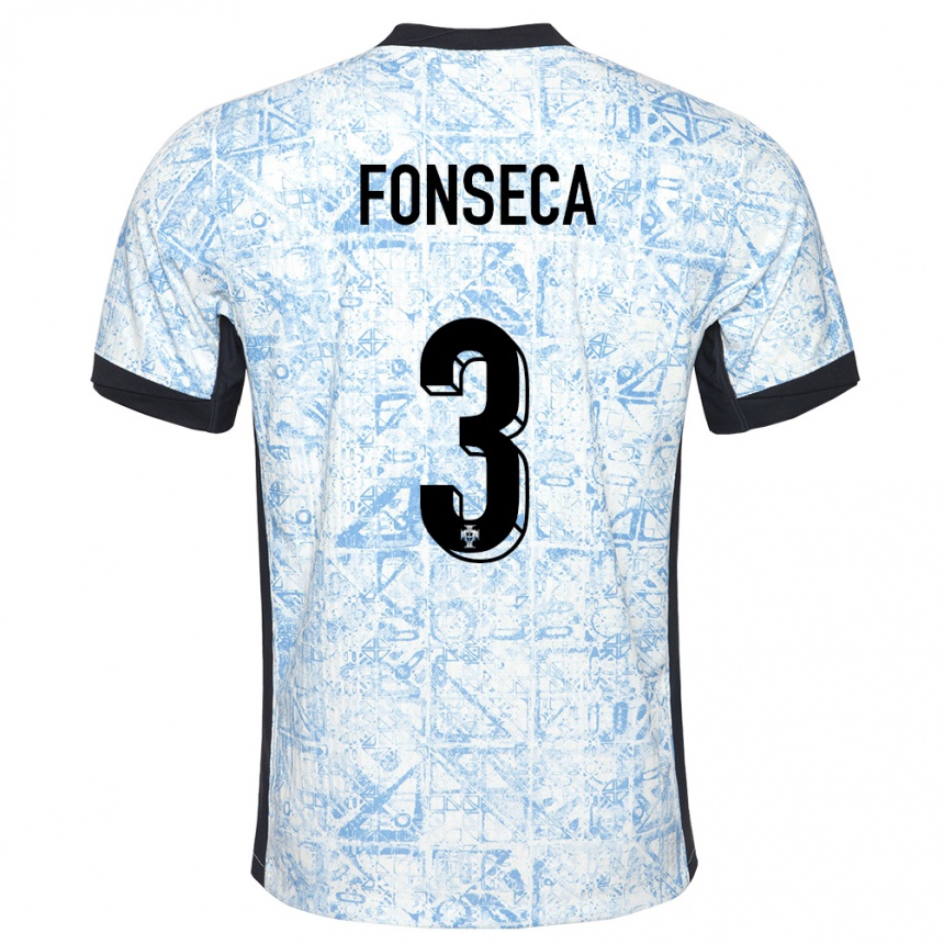 Niño Fútbol Camiseta Portugal Joao Fonseca #3 Crema Azul 2ª Equipación 24-26