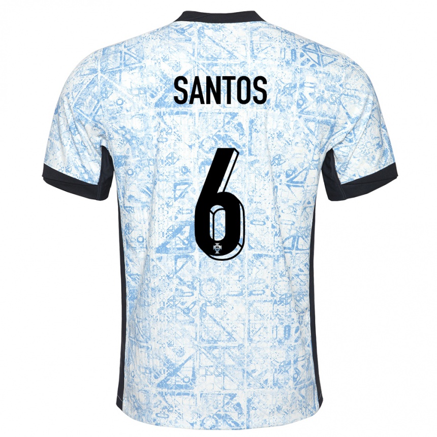 Niño Fútbol Camiseta Portugal Vasco Santos #6 Crema Azul 2ª Equipación 24-26