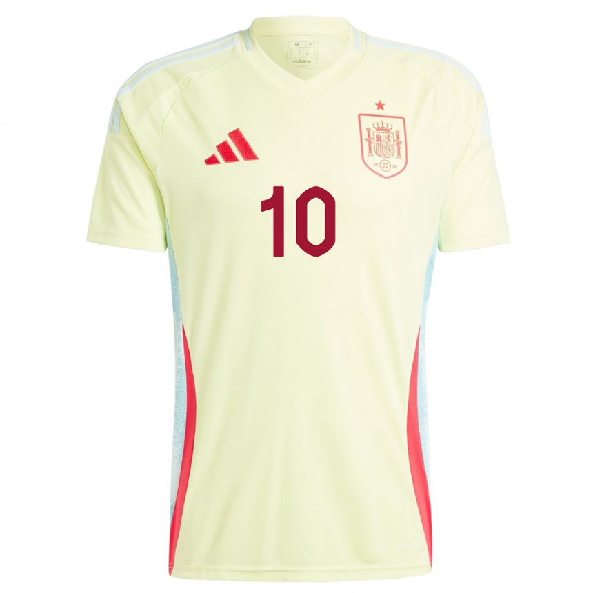 Niño Fútbol Camiseta España Dani Olmo #10 Amarillo 2ª Equipación 24-26