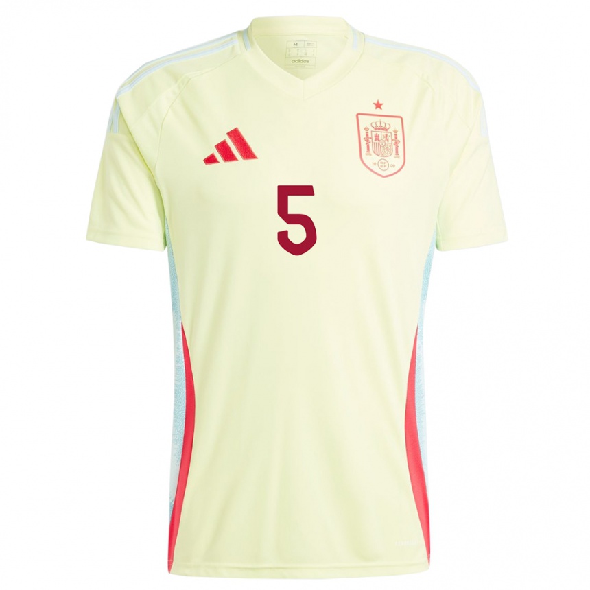 Niño Fútbol Camiseta España Ivana Andres #5 Amarillo 2ª Equipación 24-26