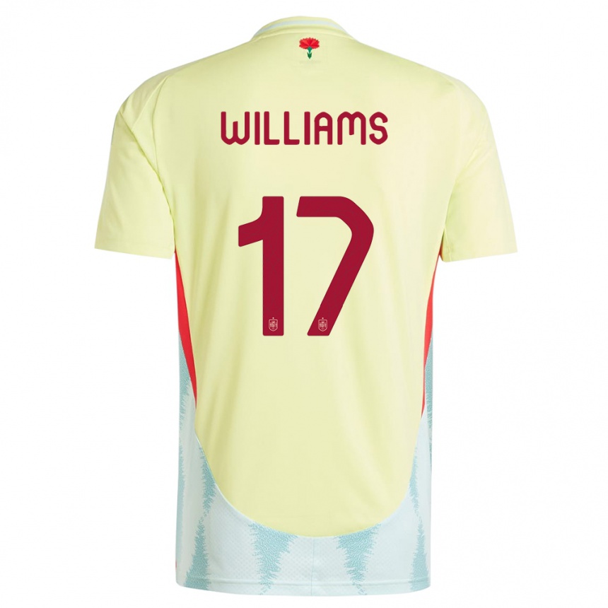Niño Fútbol Camiseta España Nico Williams #17 Amarillo 2ª Equipación 24-26
