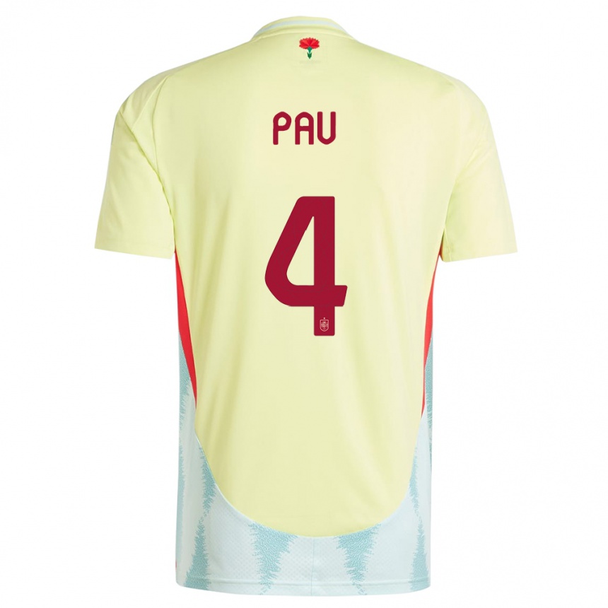 Niño Fútbol Camiseta España Pau Torres #4 Amarillo 2ª Equipación 24-26