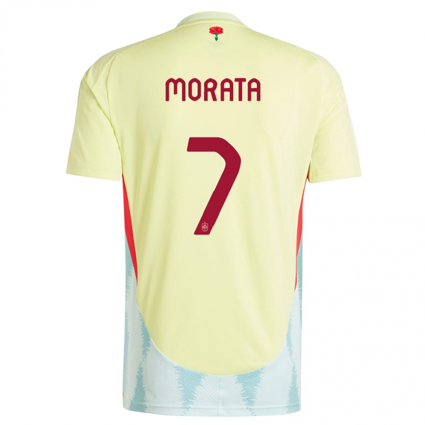 Niño Fútbol Camiseta España Alvaro Morata #7 Amarillo 2ª Equipación 24-26