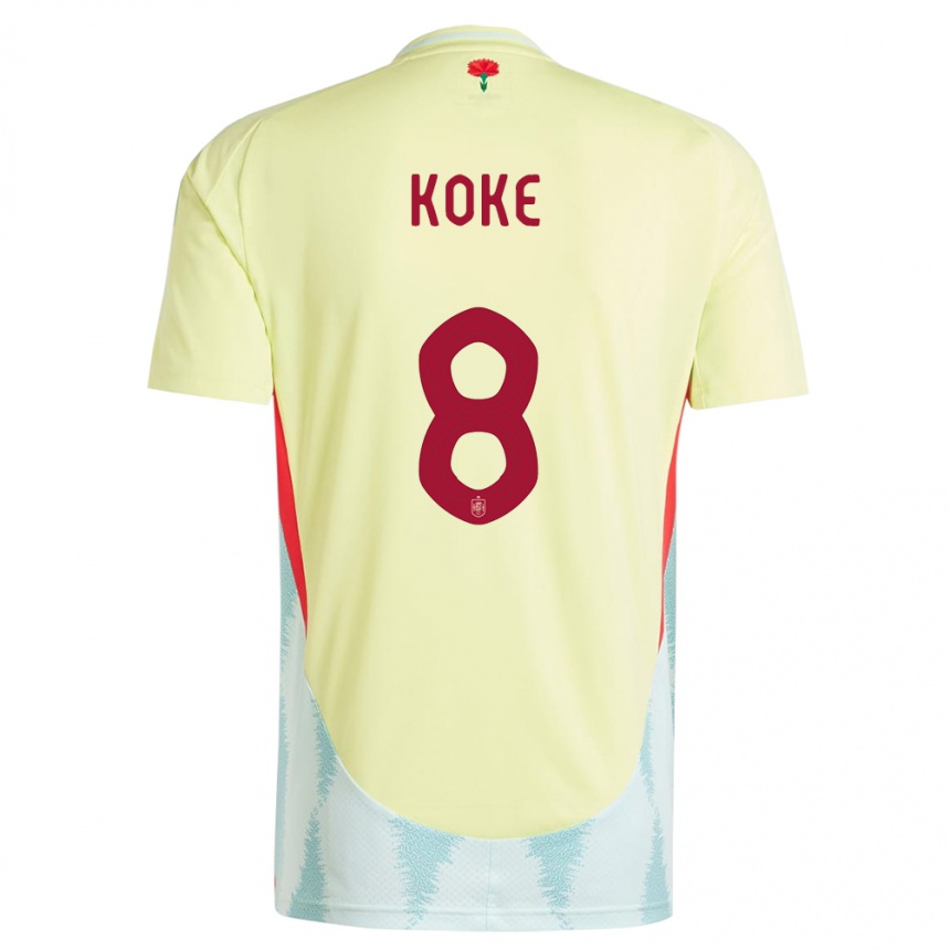 Niño Fútbol Camiseta España Koke #8 Amarillo 2ª Equipación 24-26