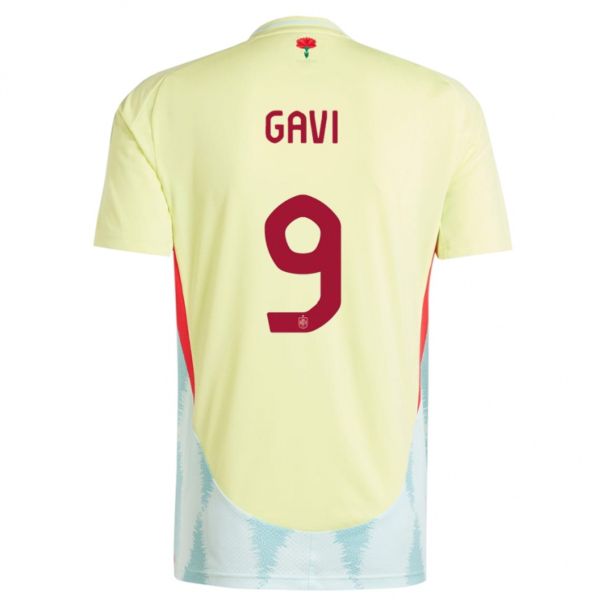 Niño Fútbol Camiseta España Gavi #9 Amarillo 2ª Equipación 24-26
