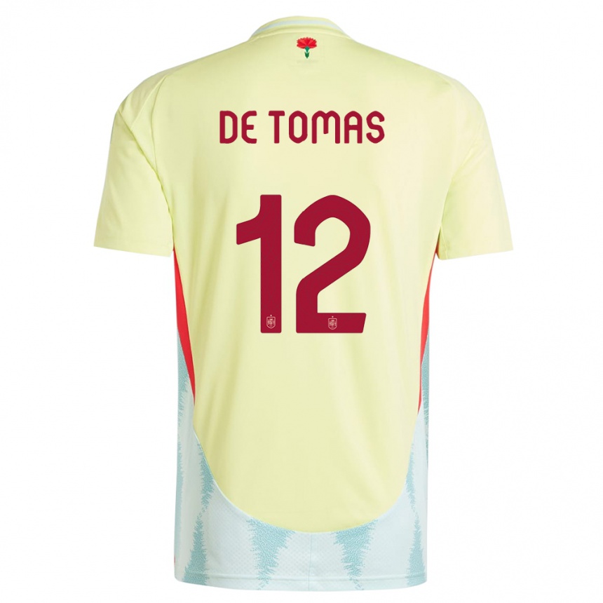 Niño Fútbol Camiseta España Raul De Tomas #12 Amarillo 2ª Equipación 24-26