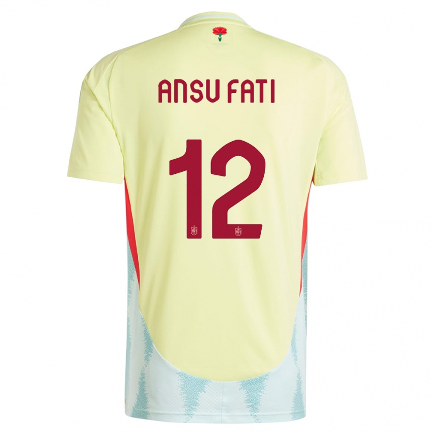 Niño Fútbol Camiseta España Ansu Fati #12 Amarillo 2ª Equipación 24-26