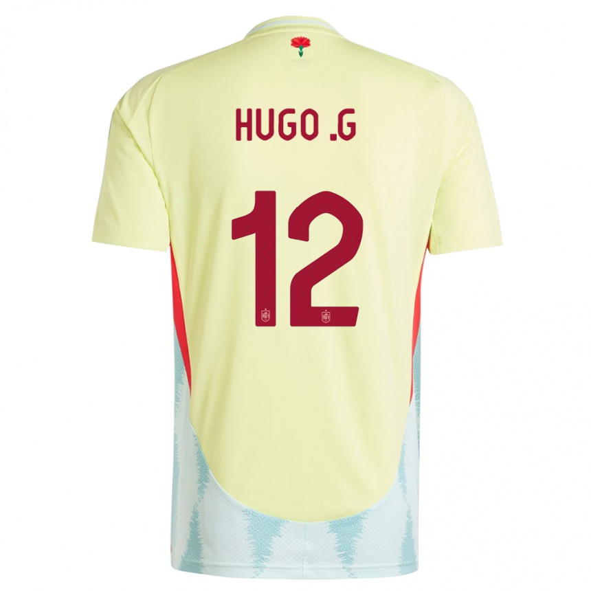 Niño Fútbol Camiseta España Hugo Guillamon #12 Amarillo 2ª Equipación 24-26