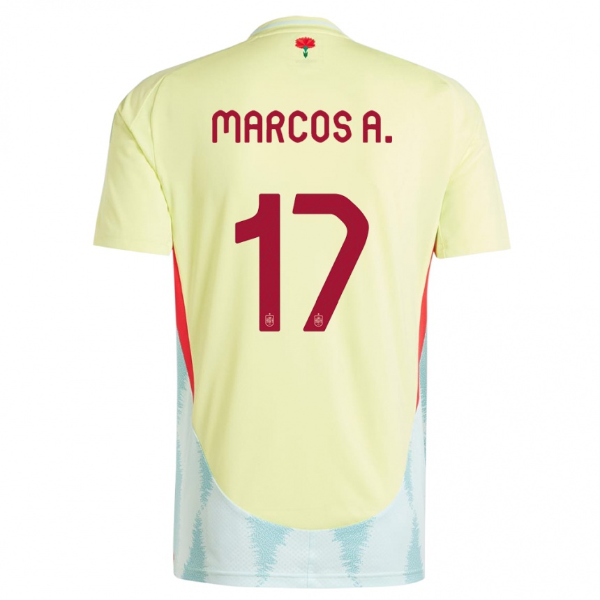 Niño Fútbol Camiseta España Marcos Alonso #17 Amarillo 2ª Equipación 24-26