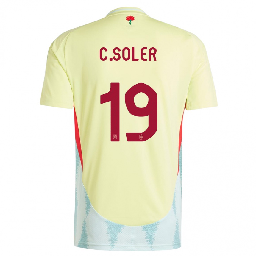 Niño Fútbol Camiseta España Carlos Soler #19 Amarillo 2ª Equipación 24-26