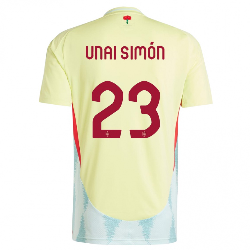 Niño Fútbol Camiseta España Unai Simon #23 Amarillo 2ª Equipación 24-26