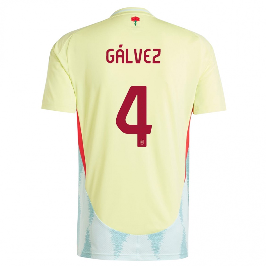 Niño Fútbol Camiseta España Rocio Galvez #4 Amarillo 2ª Equipación 24-26