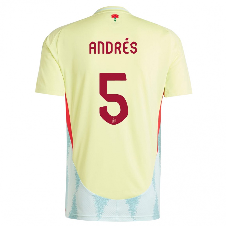 Niño Fútbol Camiseta España Ivana Andres #5 Amarillo 2ª Equipación 24-26