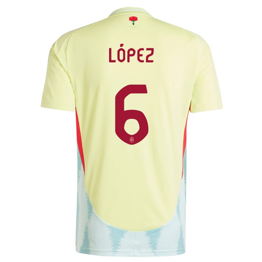 Niño Fútbol Camiseta España Maitane Lopez #6 Amarillo 2ª Equipación 24-26