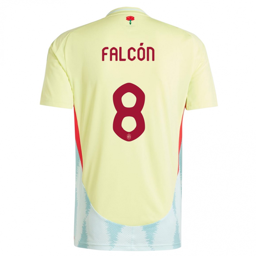 Niño Fútbol Camiseta España Andrea Falcon #8 Amarillo 2ª Equipación 24-26