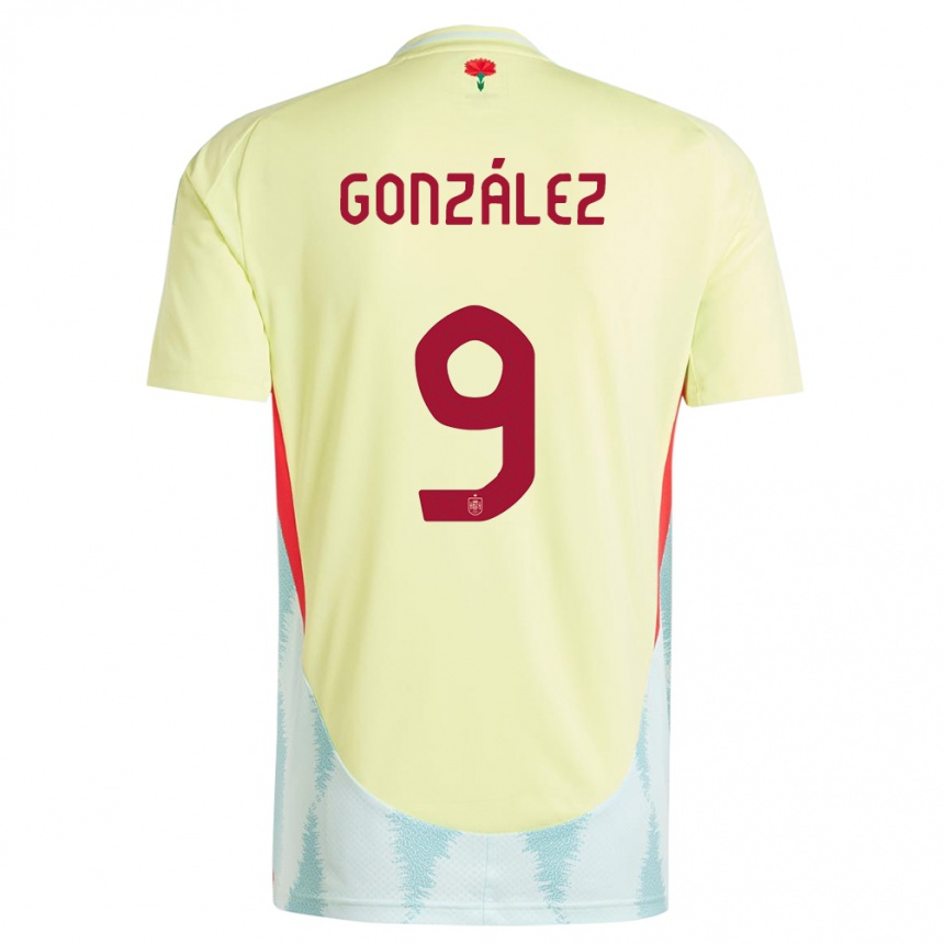 Niño Fútbol Camiseta España Esther Gonzalez #9 Amarillo 2ª Equipación 24-26