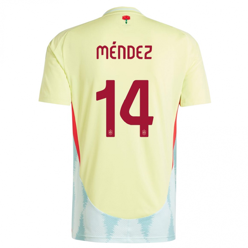 Niño Fútbol Camiseta España Maria Mendez #14 Amarillo 2ª Equipación 24-26