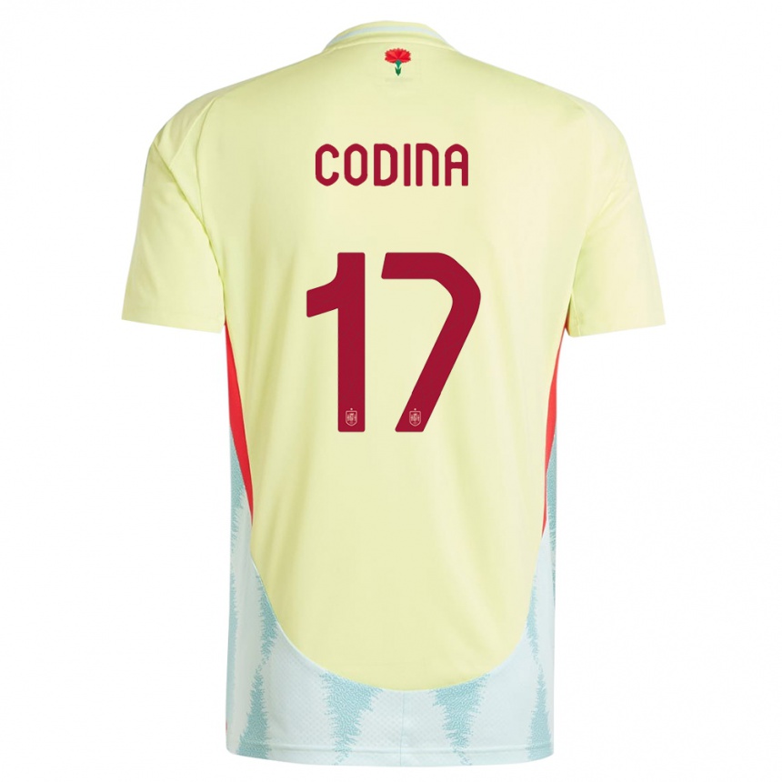 Niño Fútbol Camiseta España Laia Codina #17 Amarillo 2ª Equipación 24-26