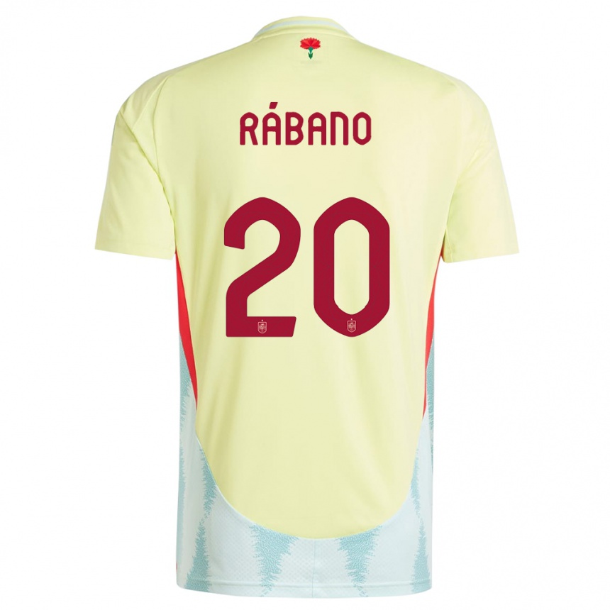 Niño Fútbol Camiseta España Nuria Rabano #20 Amarillo 2ª Equipación 24-26