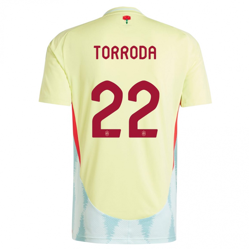 Niño Fútbol Camiseta España Anna Torroda #22 Amarillo 2ª Equipación 24-26