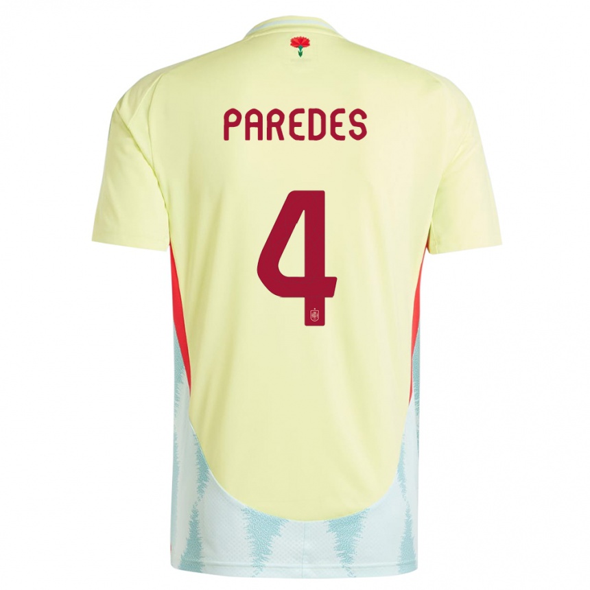 Niño Fútbol Camiseta España Irene Paredes #4 Amarillo 2ª Equipación 24-26