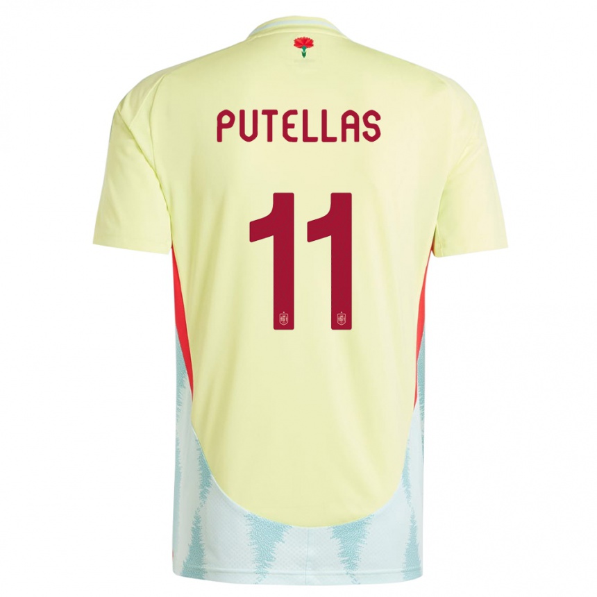 Niño Fútbol Camiseta España Alexia Putellas #11 Amarillo 2ª Equipación 24-26