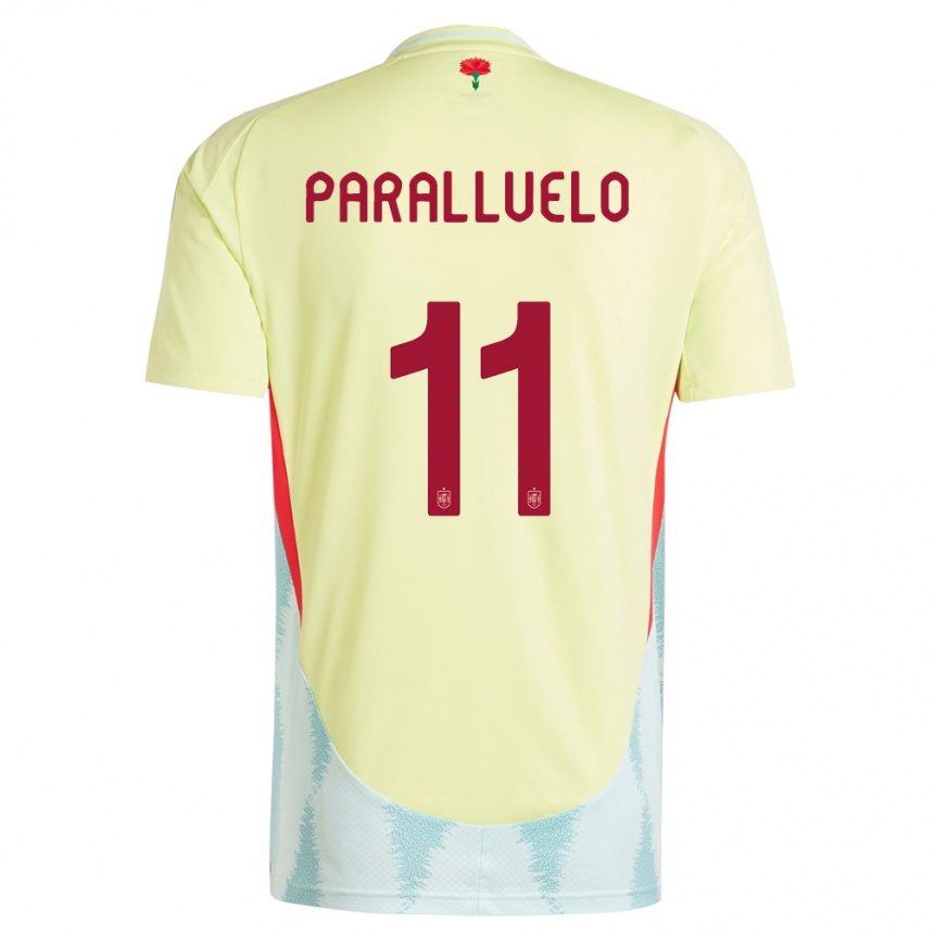 Niño Fútbol Camiseta España Salma Paralluelo #11 Amarillo 2ª Equipación 24-26