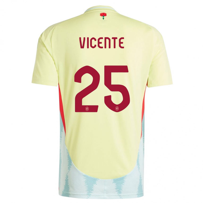 Niño Fútbol Camiseta España Ainhoa Vicente #25 Amarillo 2ª Equipación 24-26