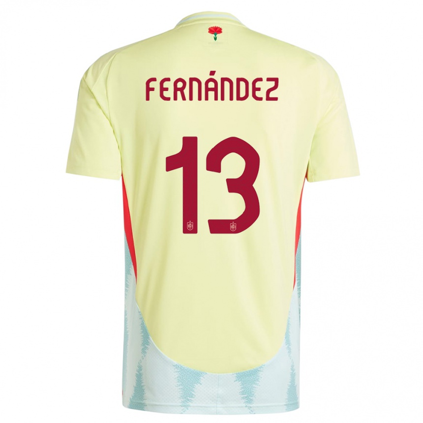 Niño Fútbol Camiseta España Cesar Fernandez #13 Amarillo 2ª Equipación 24-26