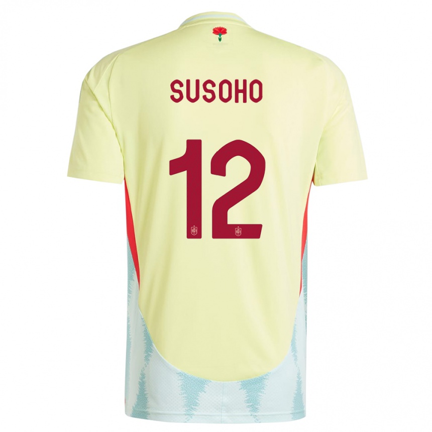 Niño Fútbol Camiseta España Mahamadou Susoho #12 Amarillo 2ª Equipación 24-26