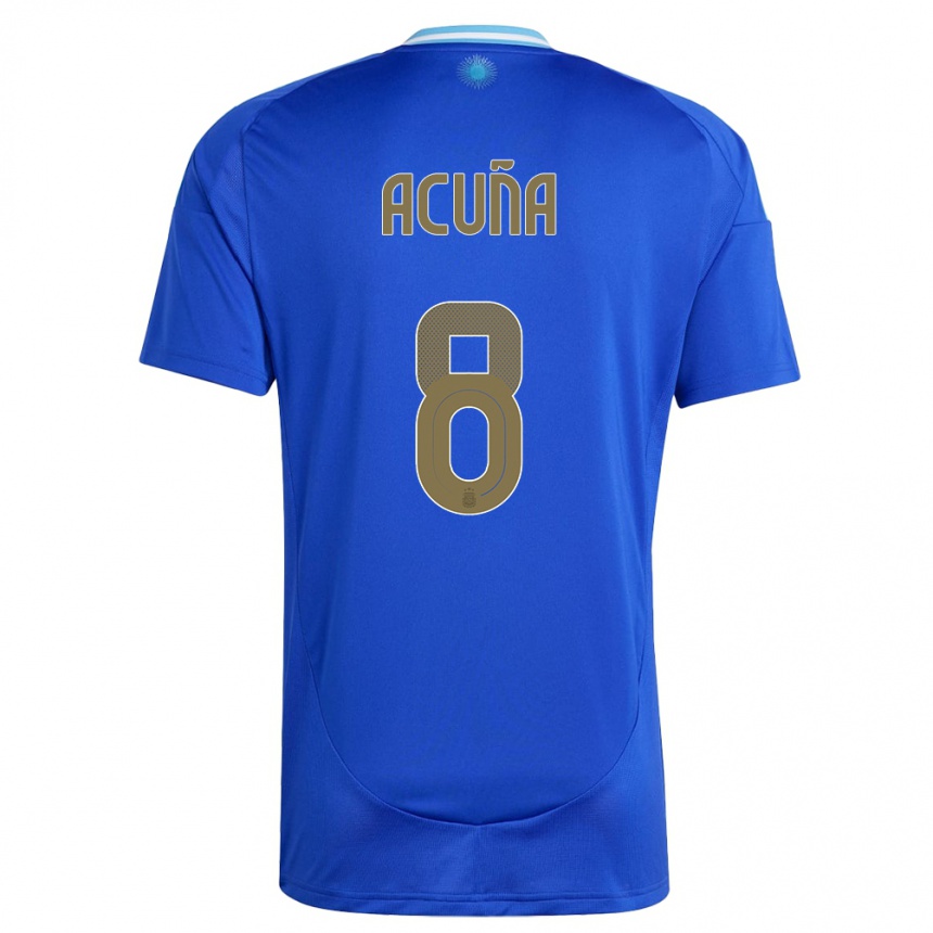 Niño Fútbol Camiseta Argentina Marcos Acuna #8 Azul 2ª Equipación 24-26