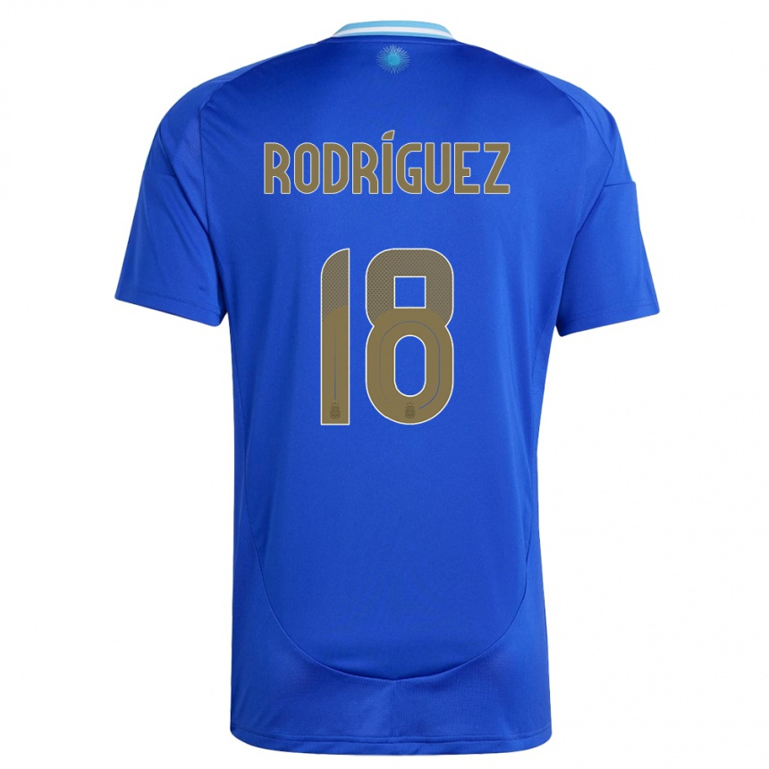 Niño Fútbol Camiseta Argentina Guido Rodriguez #18 Azul 2ª Equipación 24-26