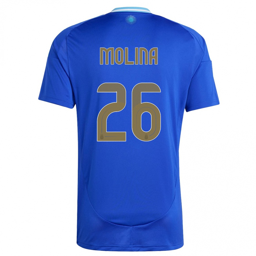 Niño Fútbol Camiseta Argentina Nahuel Molina #26 Azul 2ª Equipación 24-26