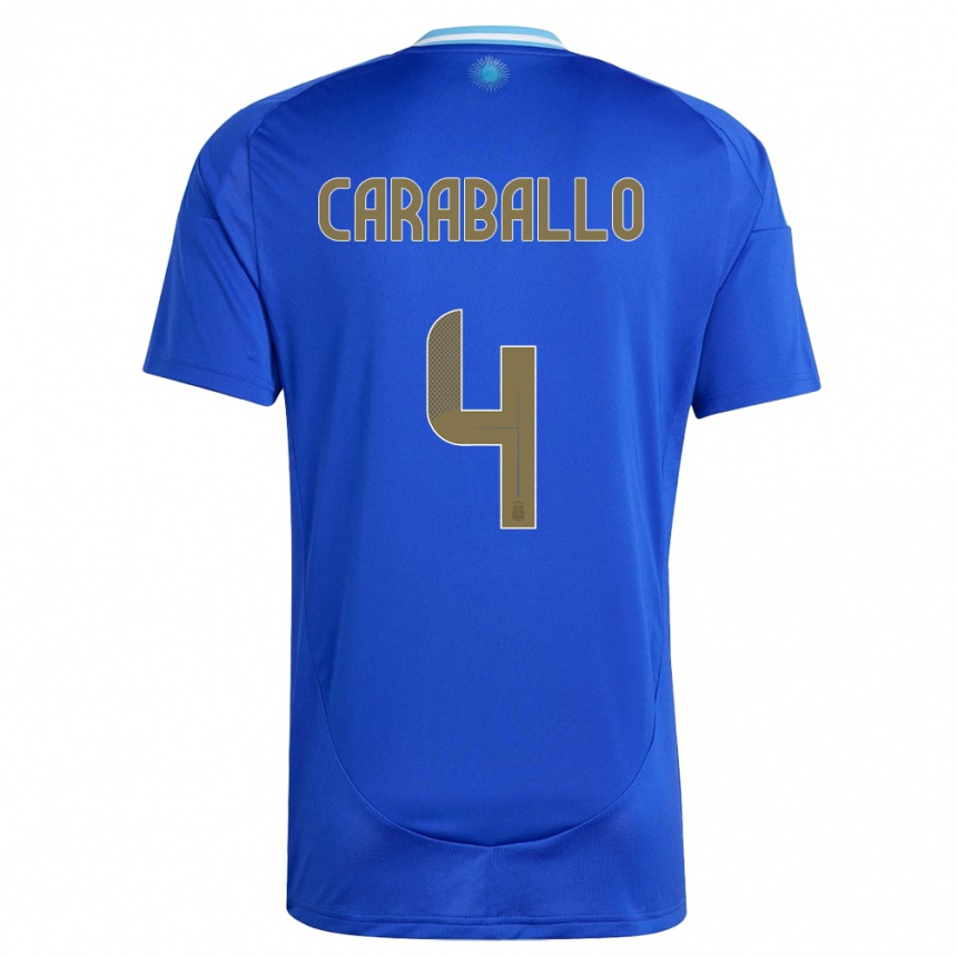 Niño Fútbol Camiseta Argentina Brian Caraballo #4 Azul 2ª Equipación 24-26