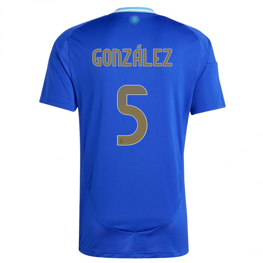 Niño Fútbol Camiseta Argentina Maximiliano Gonzalez #5 Azul 2ª Equipación 24-26