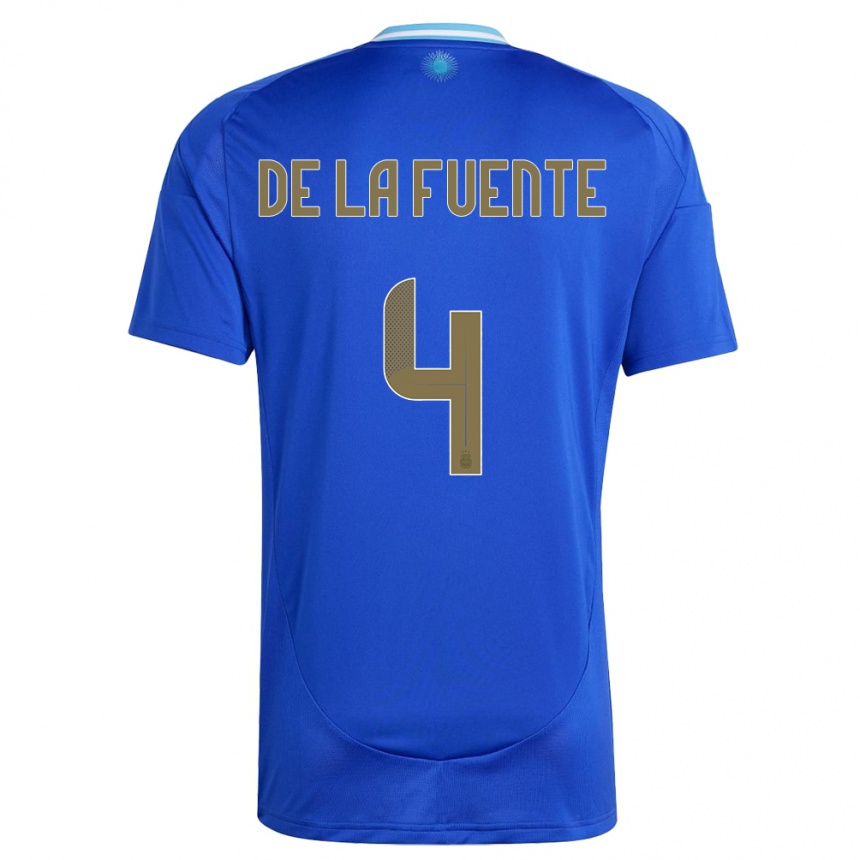 Niño Fútbol Camiseta Argentina Hernan De La Fuente #4 Azul 2ª Equipación 24-26