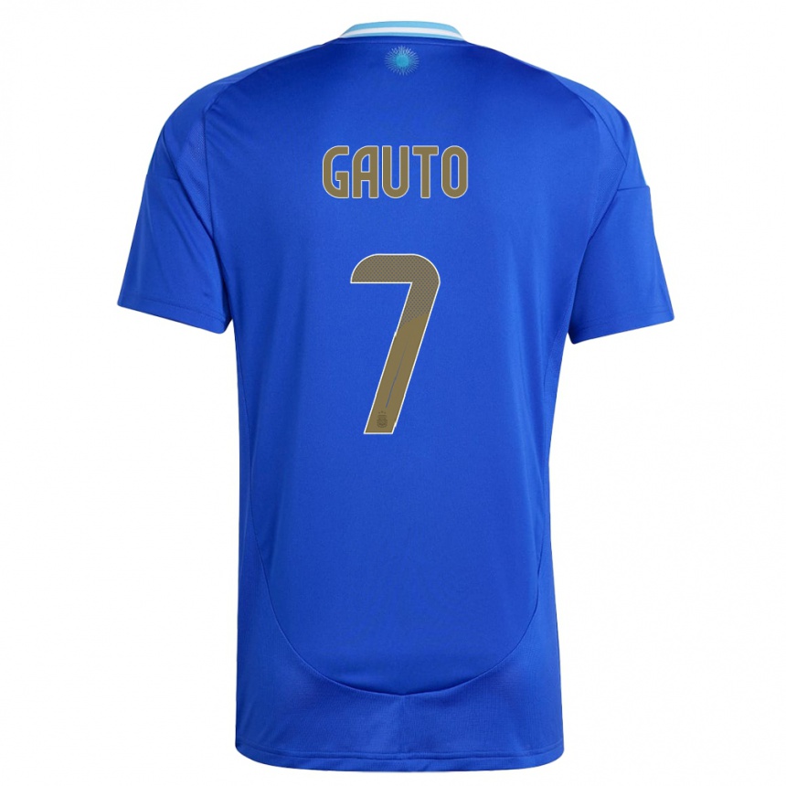 Niño Fútbol Camiseta Argentina Juan Gauto #7 Azul 2ª Equipación 24-26