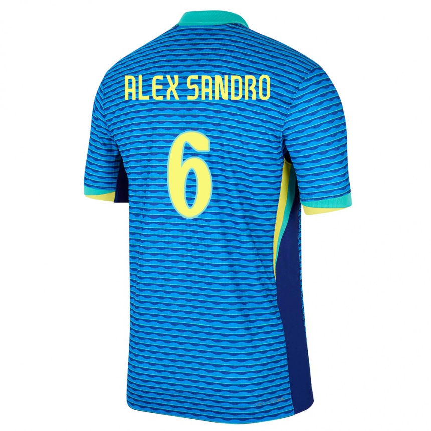 Niño Fútbol Camiseta Brasil Alex Sandro #6 Azul 2ª Equipación 24-26