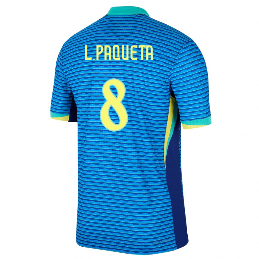 Niño Fútbol Camiseta Brasil Lucas Paqueta #8 Azul 2ª Equipación 24-26