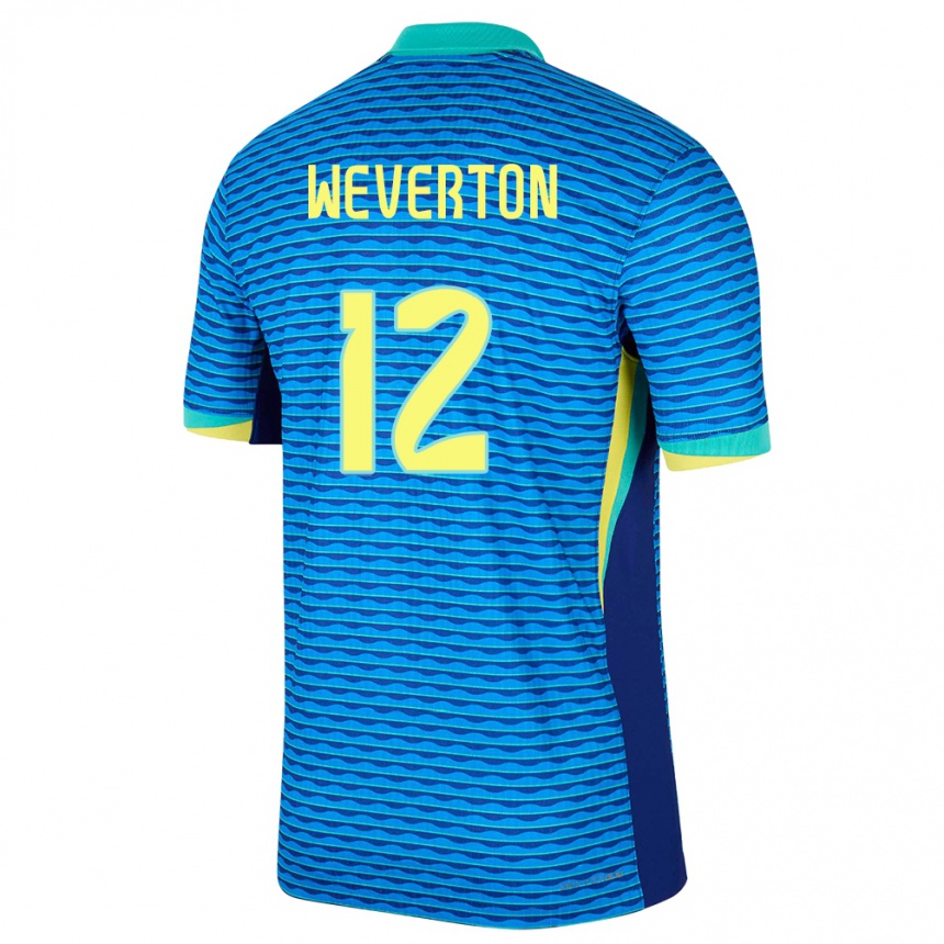 Niño Fútbol Camiseta Brasil Weverton #12 Azul 2ª Equipación 24-26