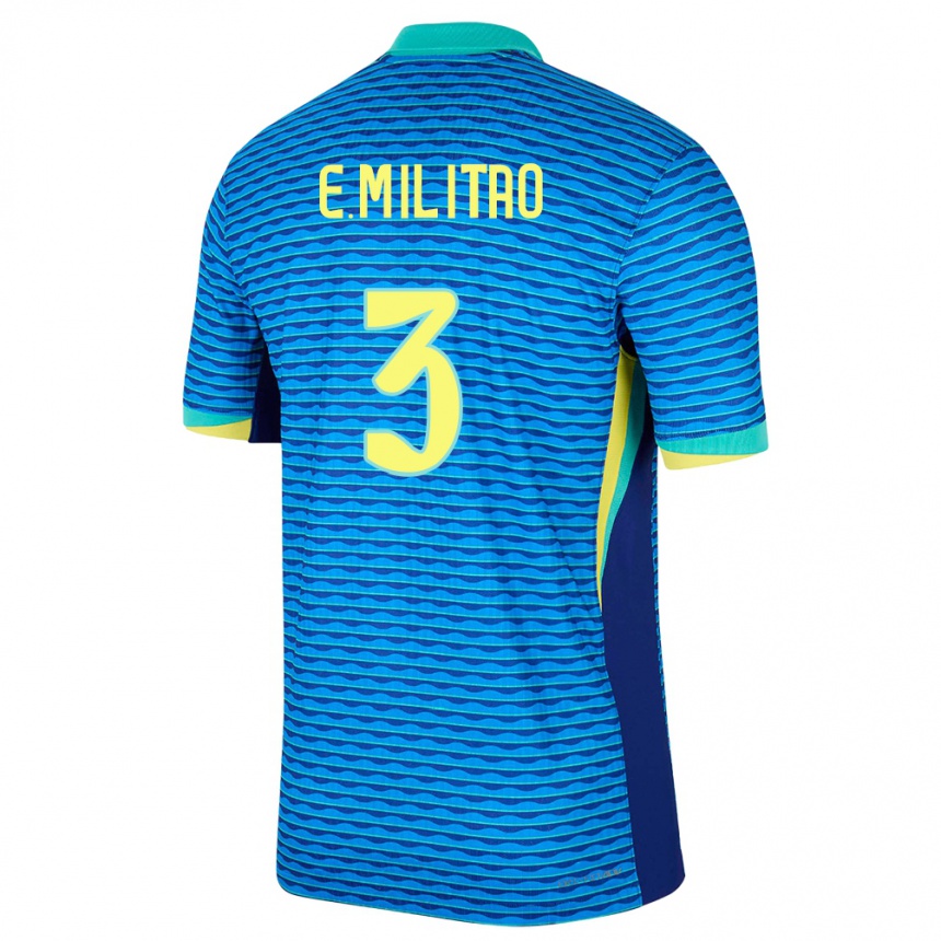 Niño Fútbol Camiseta Brasil Eder Militao #3 Azul 2ª Equipación 24-26