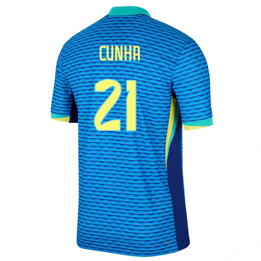 Niño Fútbol Camiseta Brasil Matheus Cunha #21 Azul 2ª Equipación 24-26