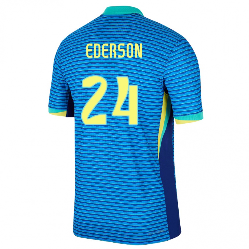Niño Fútbol Camiseta Brasil Ederson #24 Azul 2ª Equipación 24-26