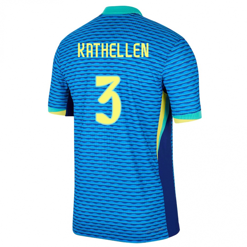 Niño Fútbol Camiseta Brasil Kathellen #3 Azul 2ª Equipación 24-26