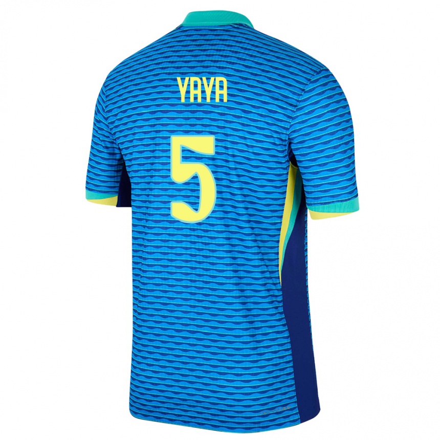 Niño Fútbol Camiseta Brasil Yaya #5 Azul 2ª Equipación 24-26